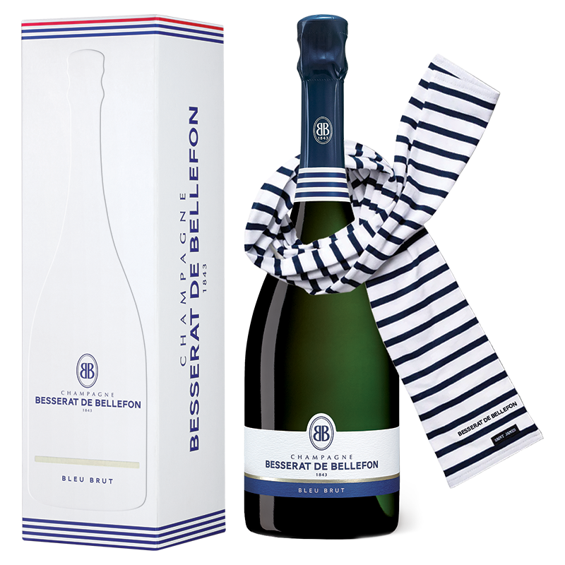 Bleu Brut (75 cl.) en étui avec son écharpe marinière Saint James